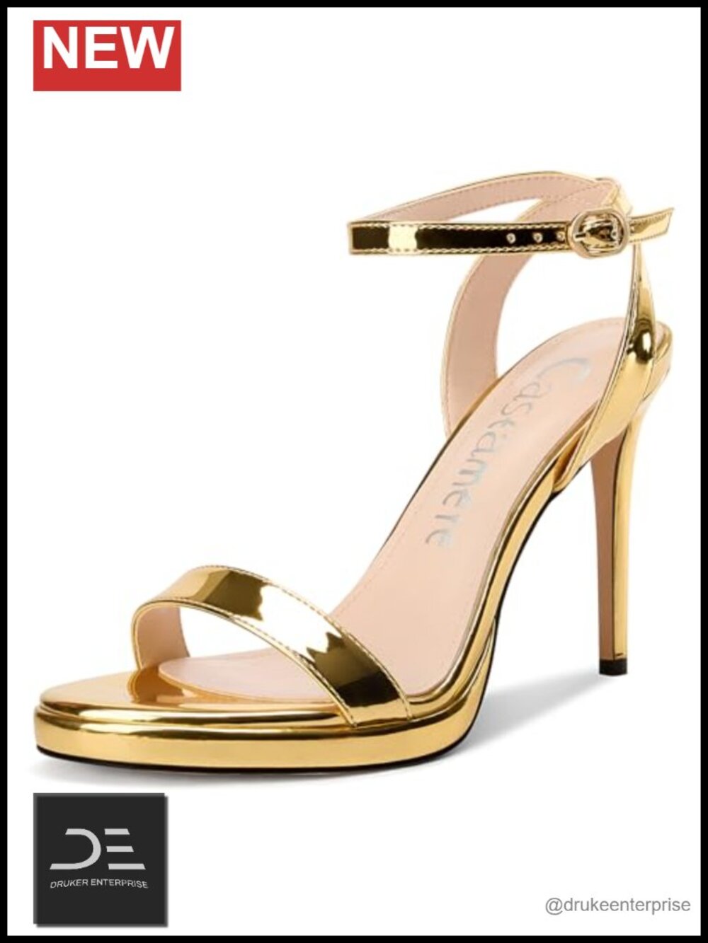 Stiletto High Platform Heel Open Round Toe Sandals Ankle Strap Prom Patent